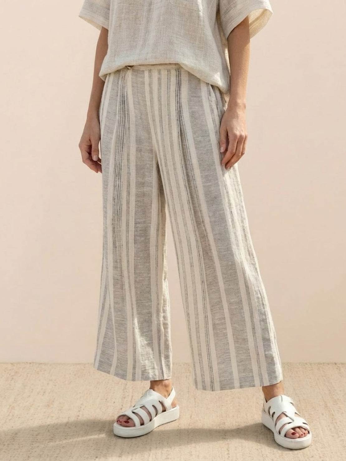 Paloma | Women's Striped Wide-Leg Pants and Tee Set for Casual Wear