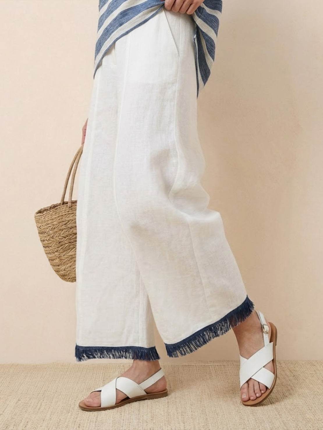 Paloma | Women's Striped Wide-Leg Pants and Tee Set - Casual Two-Piece Outfit