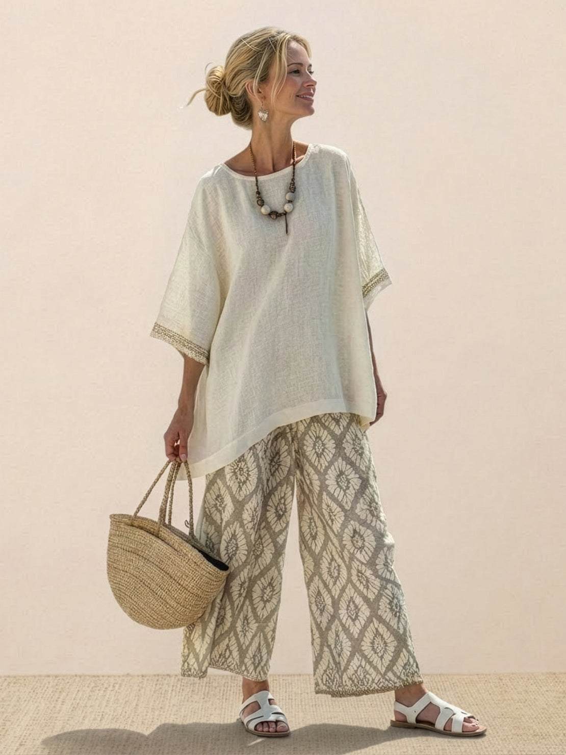 Paloma | Women's Striped Wide-Leg Pants and Tee Set - Casual Two-Piece Outfit