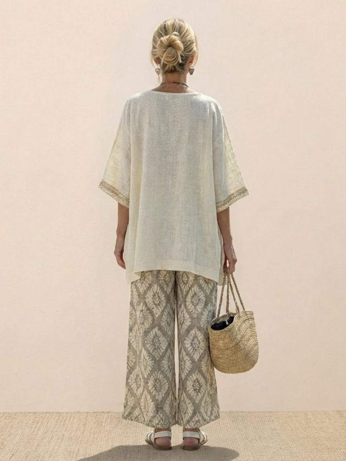 Paloma | Women's Striped Wide-Leg Pants and Tee Set - Casual Two-Piece Outfit