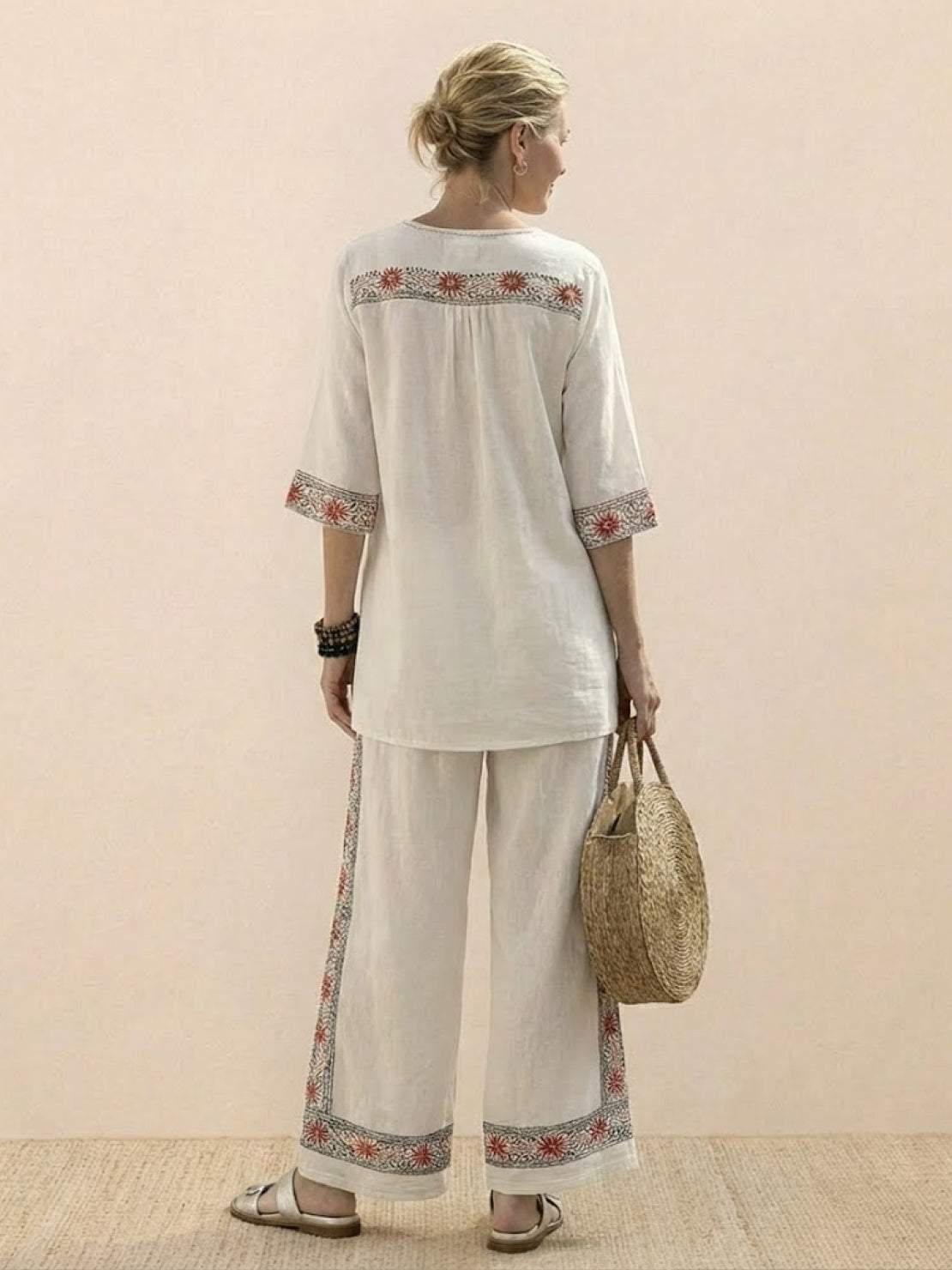 Paloma | Women's Striped Wide-Leg Pants and Tee Set - Casual Two-Piece Outfit