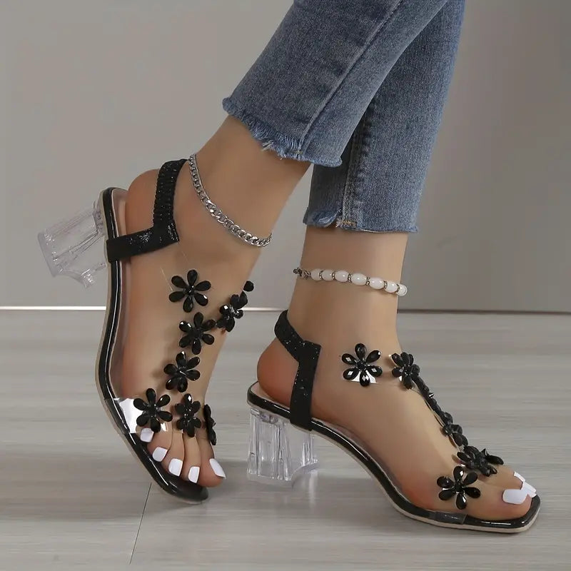 Serene | Women's Rhinestone-Embellished Block Heel Sandals