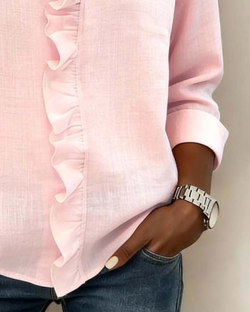 Sophie | Women's Long Sleeve Ruffle V-Neck Blouse for Spring