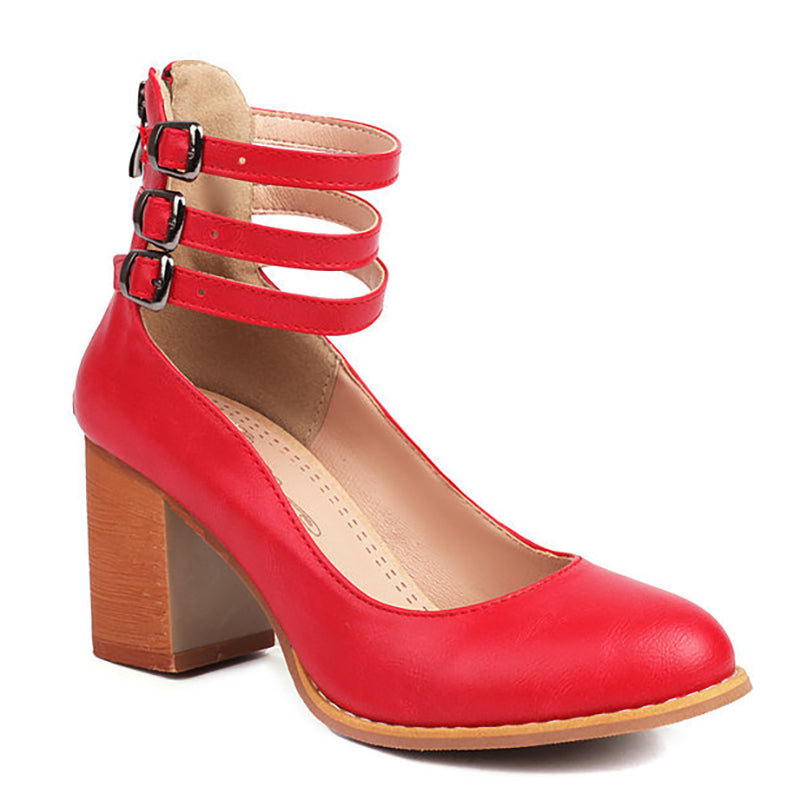 Casilda™ | Sleek Ankle Strap Sandals with Chunky Heel