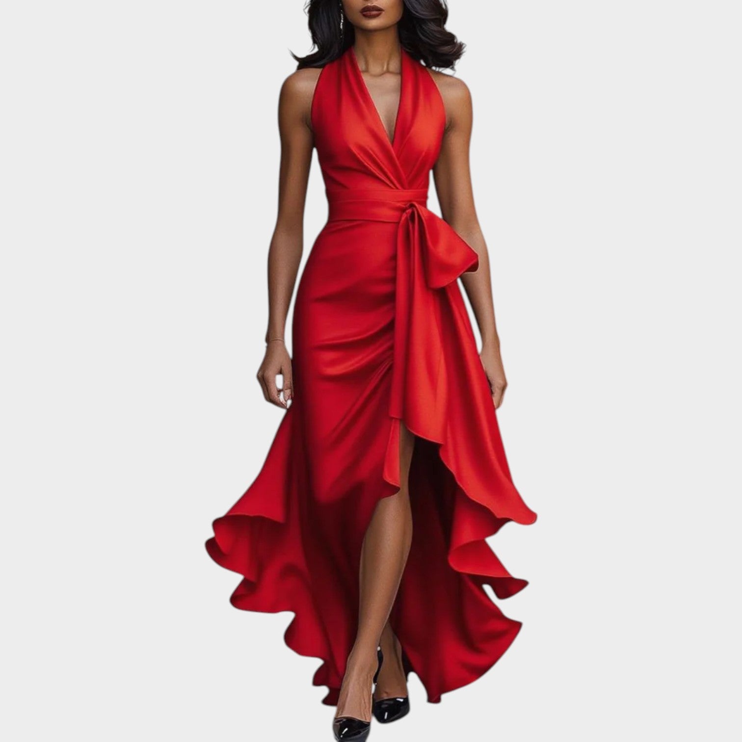 Elegant Halter Wrap Maxi Dress
