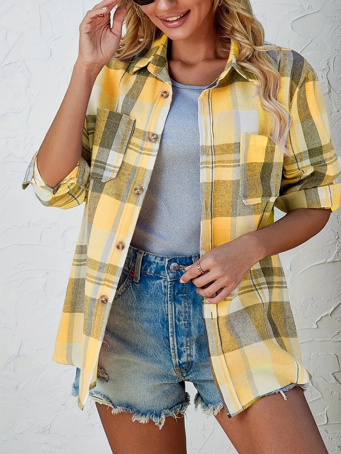 Harper | Women's Oversized Plaid Flannel Shirt with Button Closure