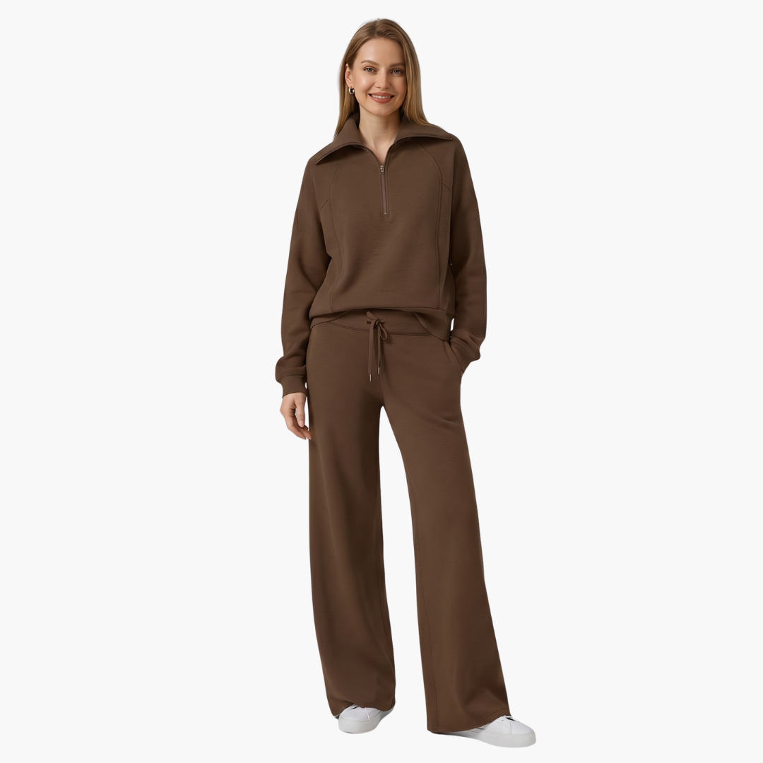 Daphne | Women's Wide Leg Lounge Set with Half Zip