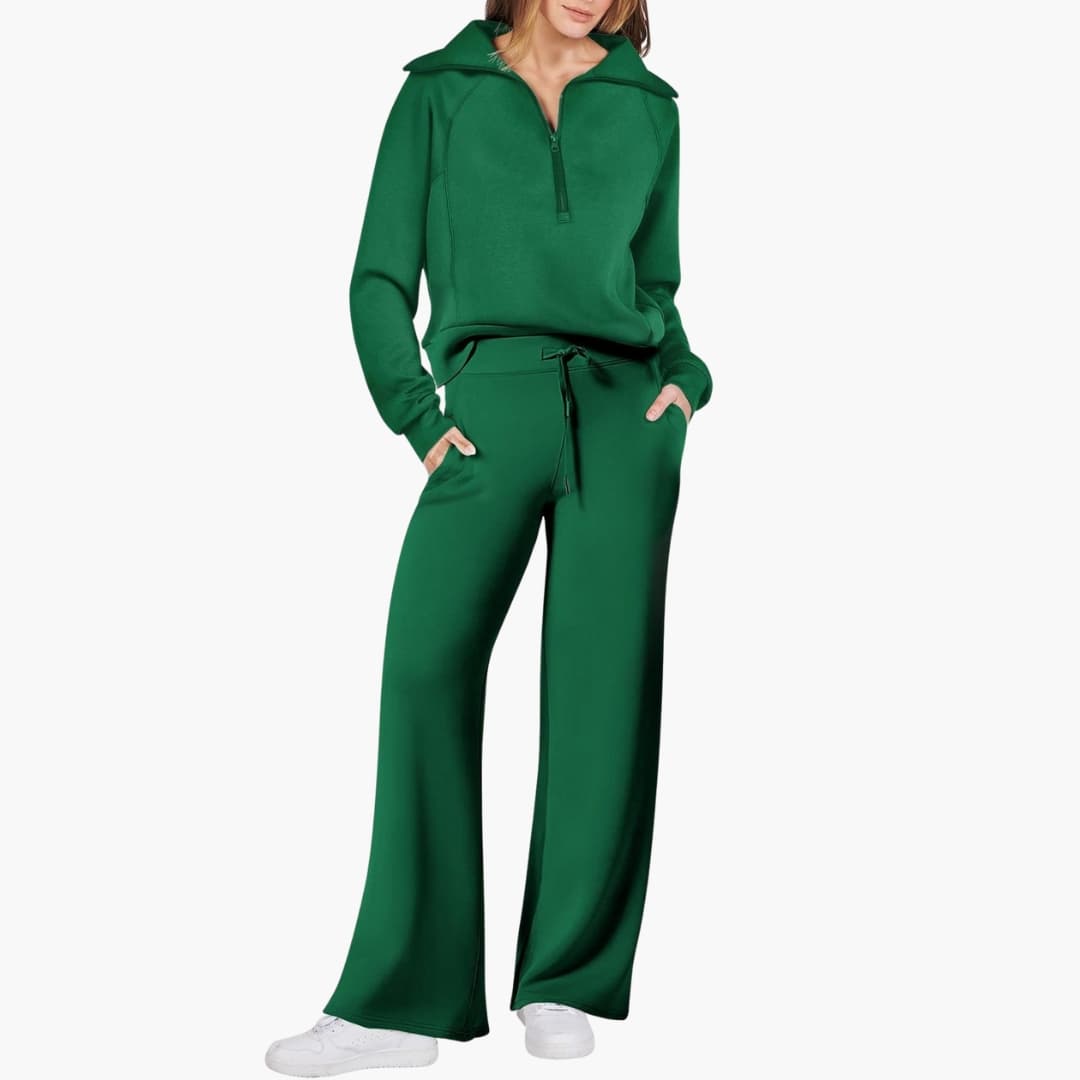 Daphne | Women's Wide Leg Lounge Set with Half Zip