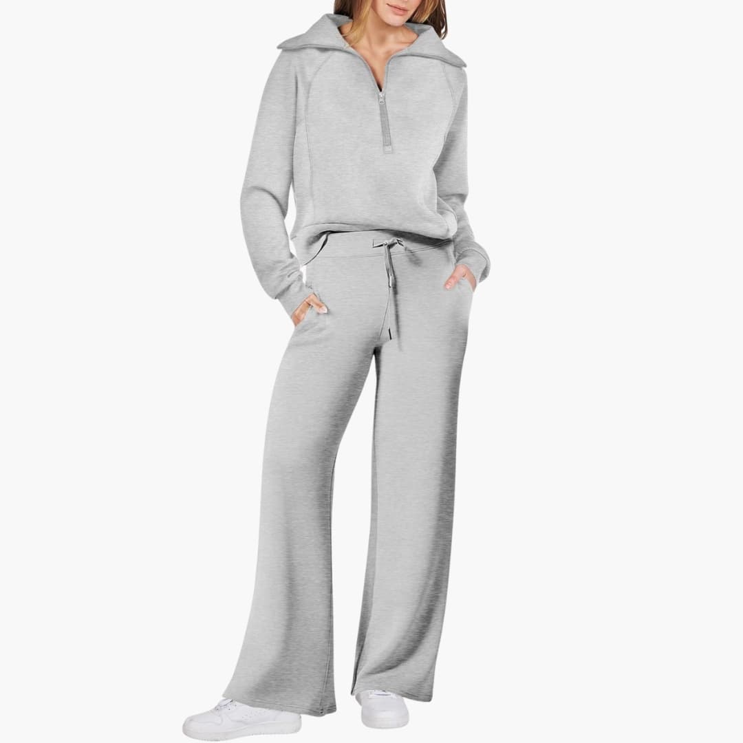 Daphne | Women's Wide Leg Lounge Set with Half Zip