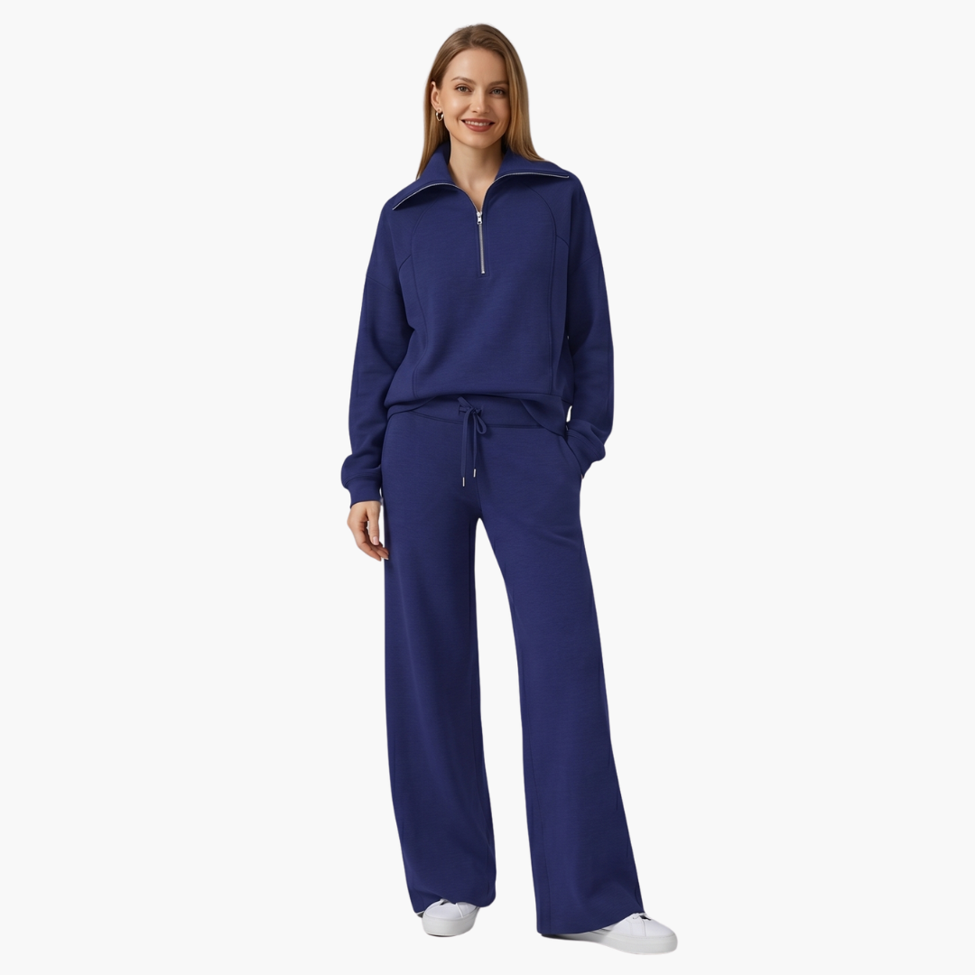 Daphne | Women's Wide Leg Lounge Set with Half Zip