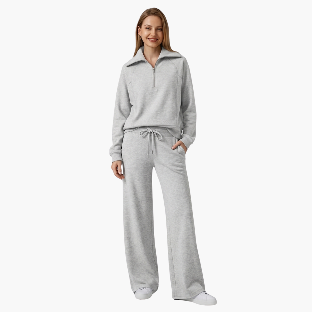 Daphne | Women's Wide Leg Lounge Set with Half Zip