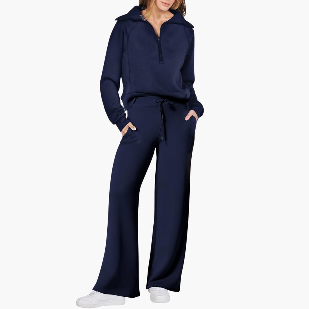 Daphne | Women's Wide Leg Lounge Set with Half Zip