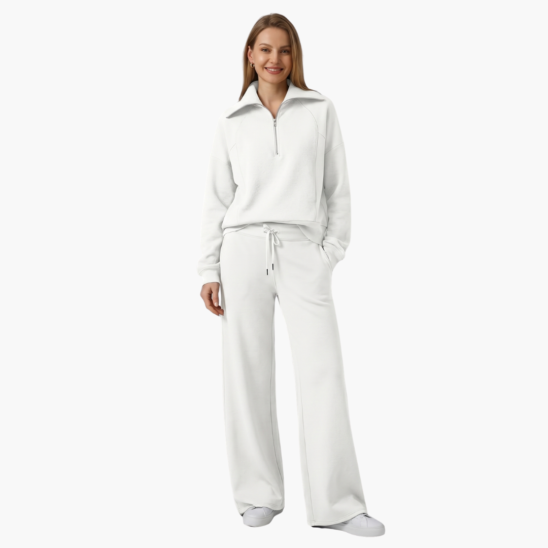 Daphne | Women's Wide Leg Lounge Set with Half Zip
