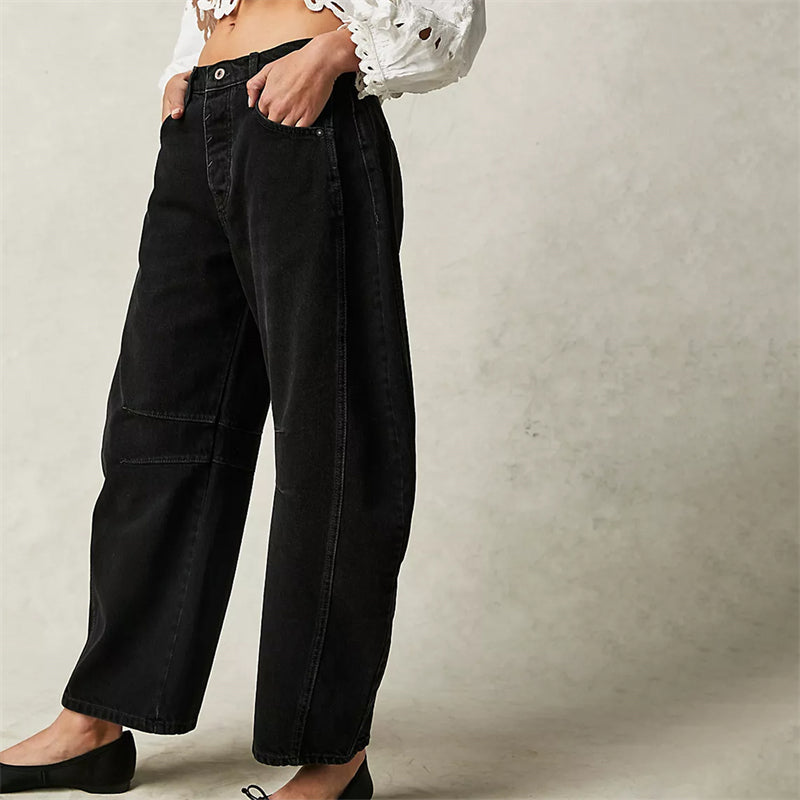 Women's Relaxed Fit High Waist Barrel Leg Jeans