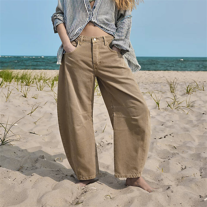 Women's Relaxed Fit High Waist Barrel Leg Jeans