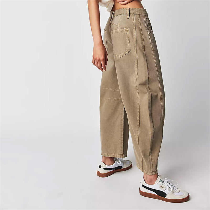 Women's Relaxed Fit High Waist Barrel Leg Jeans