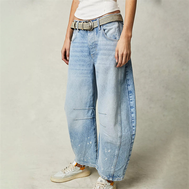 Women's Relaxed Fit High Waist Barrel Leg Jeans