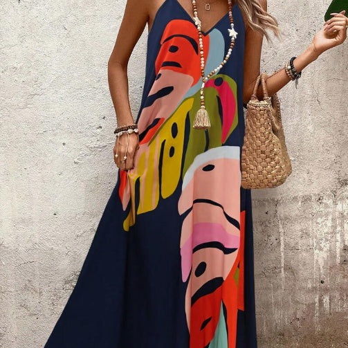 Jane™ | Women's Colorful Leaf Print Maxi Dress