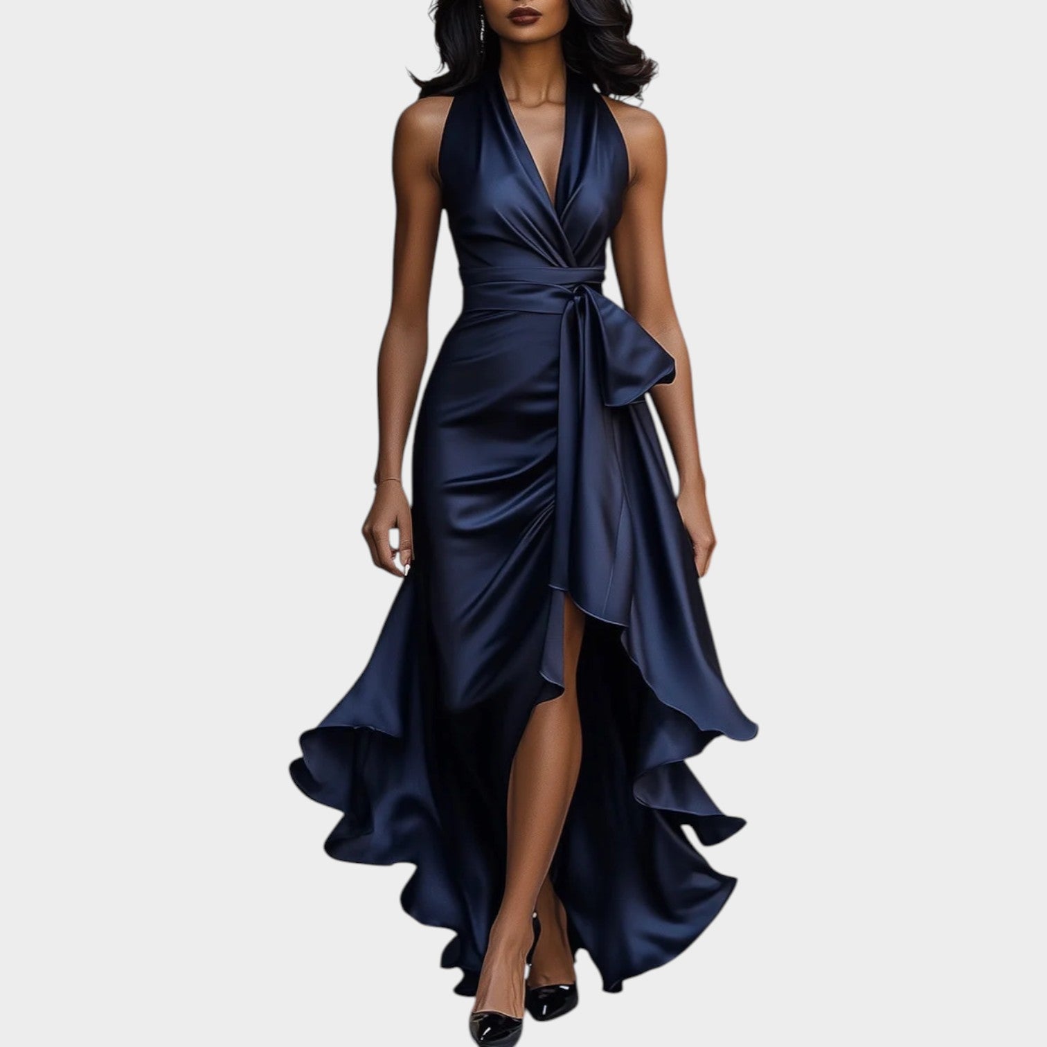 Elegant Halter Wrap Maxi Dress
