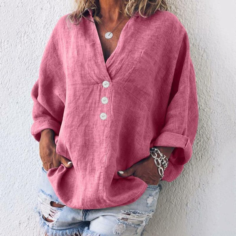 Evangeline | Women's V-Neck Button-Up Top