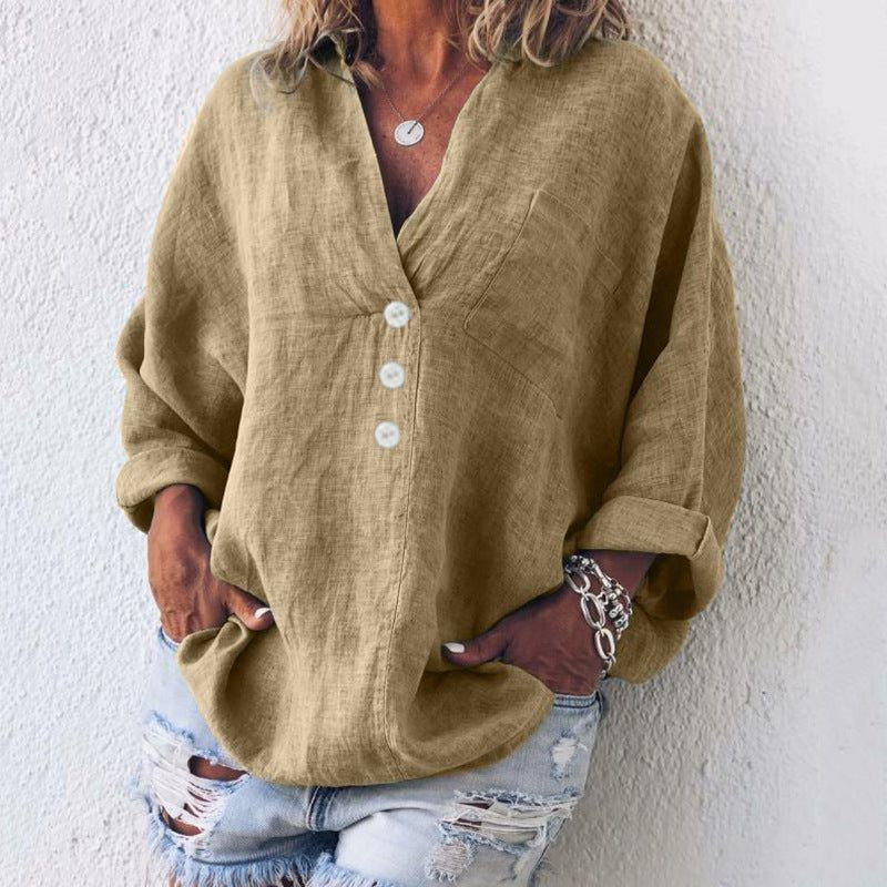 Evangeline | Women's V-Neck Button-Up Top