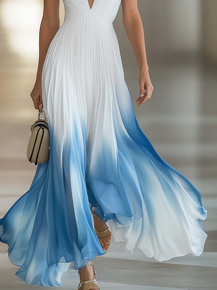 Evelina | Women's Gradient V-Neck Maxi Dress