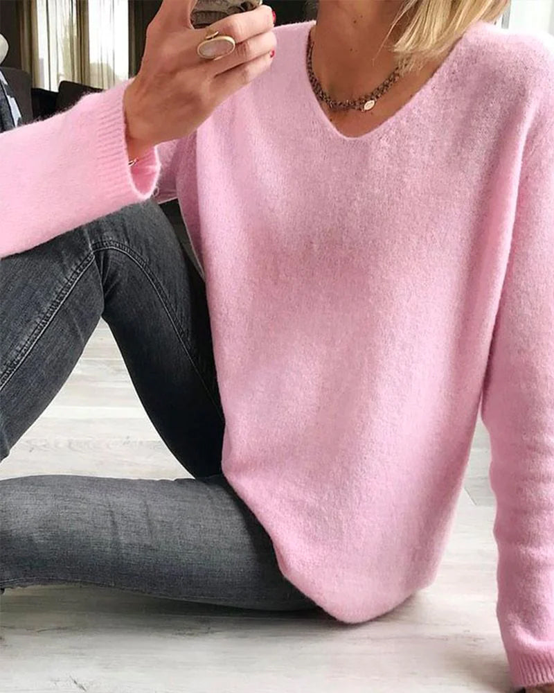 Evelina | Women's Long Sleeve V-Neck Sweater