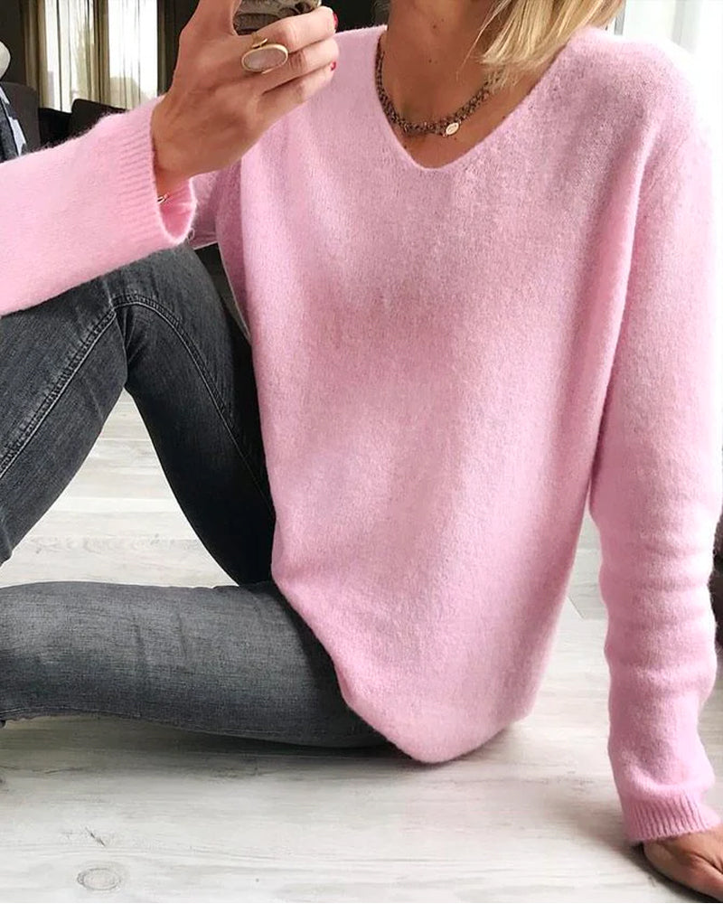 Evelina | Women's Long Sleeve V-Neck Sweater