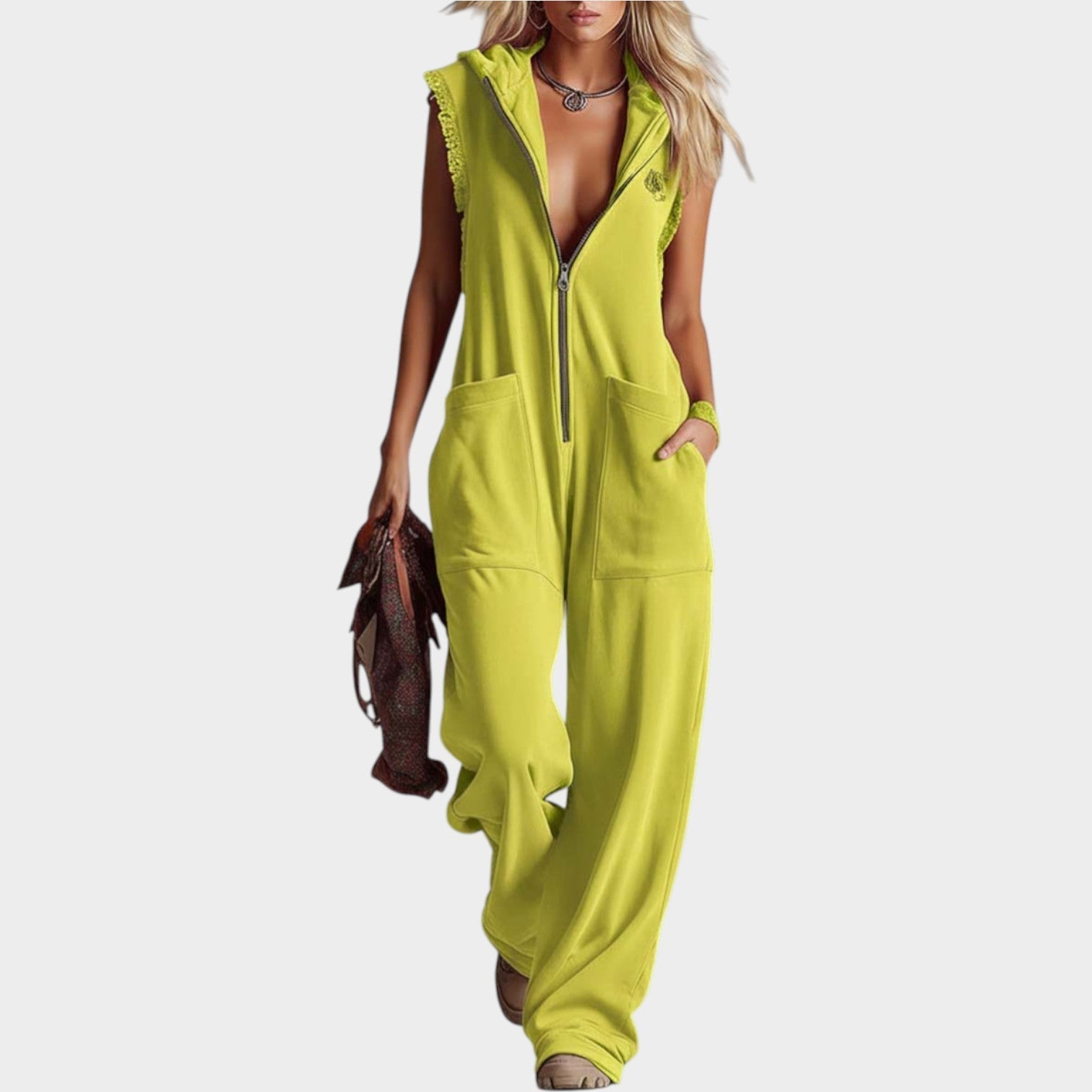 Relaxed Zip-Up Hooded Jumpsuit