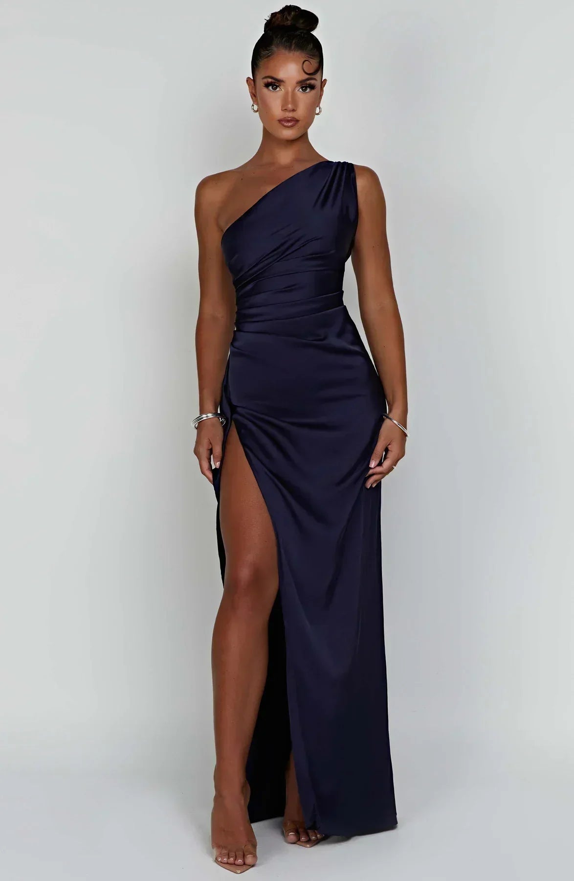 Fallon | Women's Ruched One-Shoulder Maxi Dress