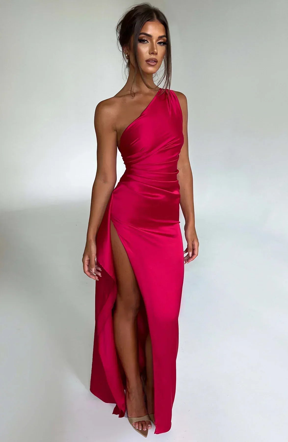 Fallon | Women's Ruched One-Shoulder Maxi Dress