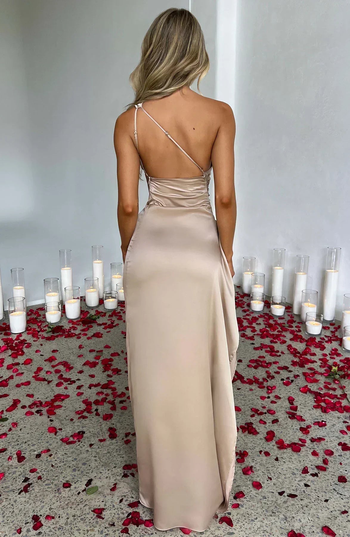 Fallon | Women's Ruched One-Shoulder Maxi Dress