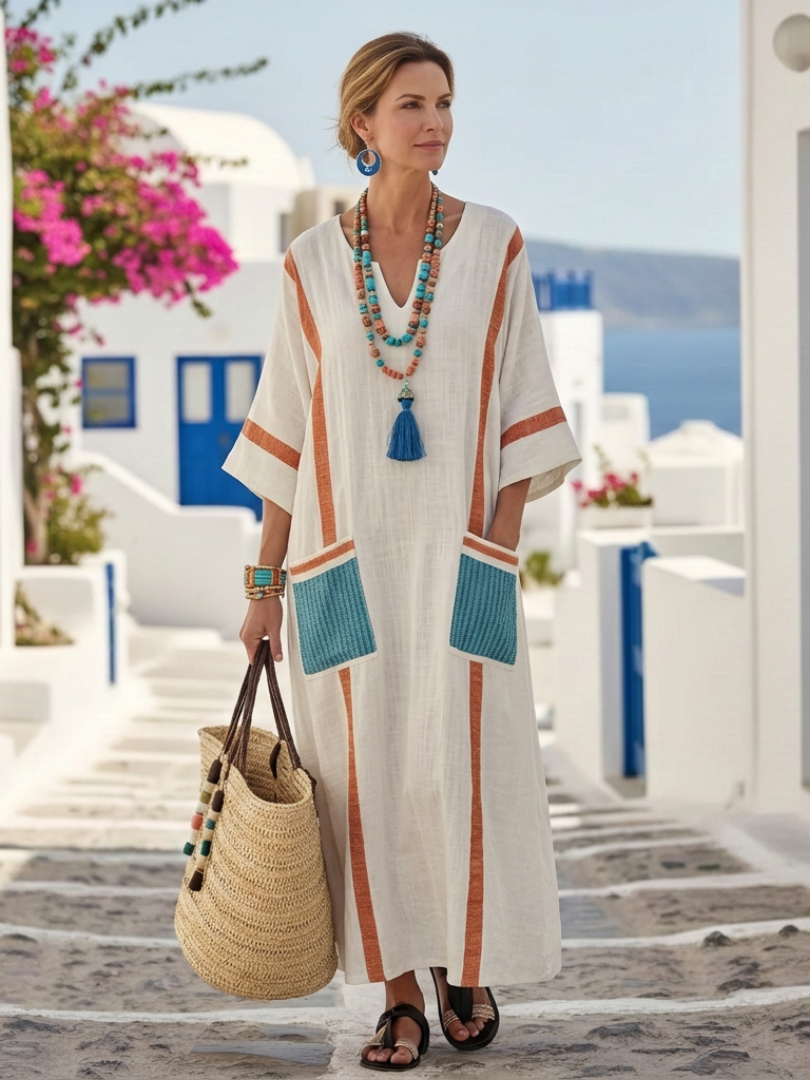 Freya | Women's V-Neck Maxi Dress with Pockets