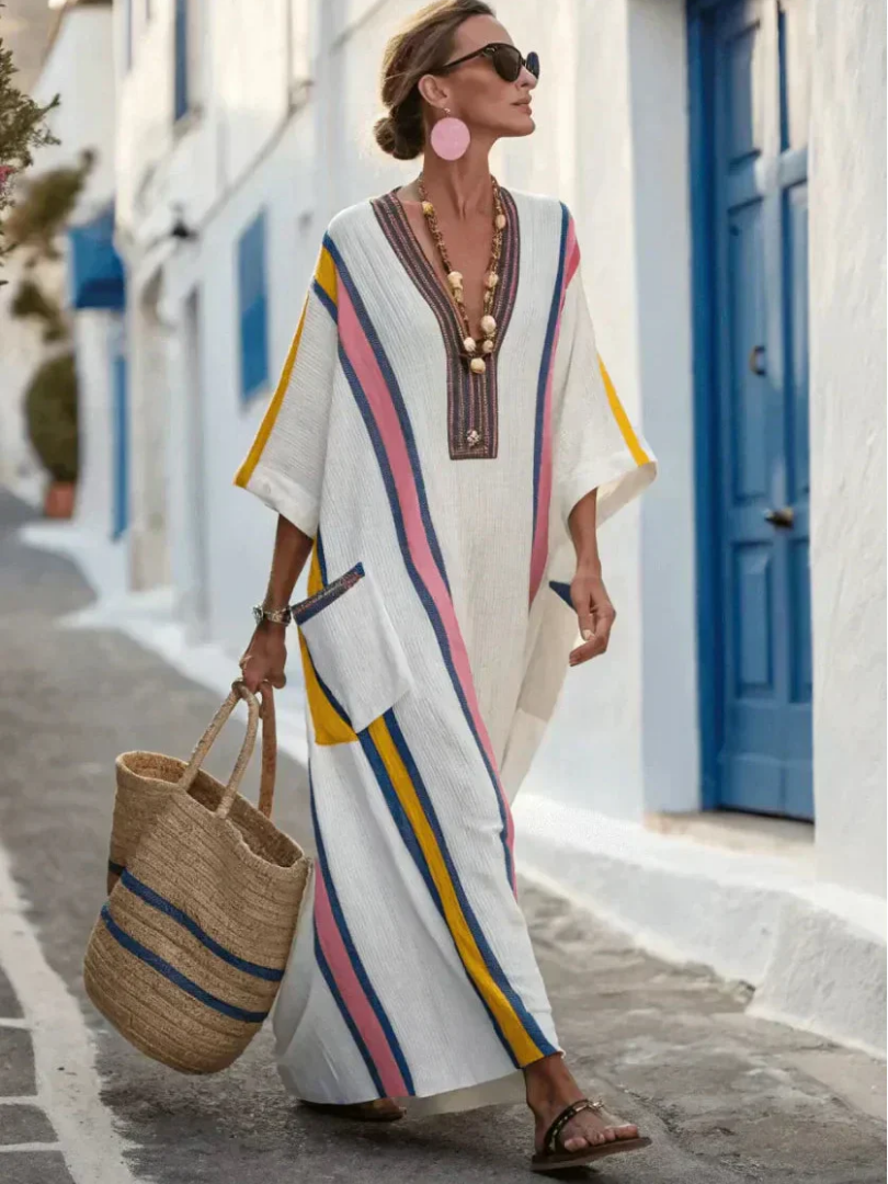Freya | Women's V-Neck Maxi Dress with Pockets