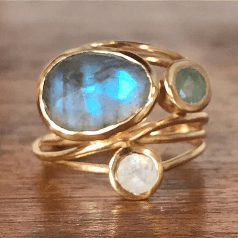 Solara™ | Radiant Crystal Gold Ring