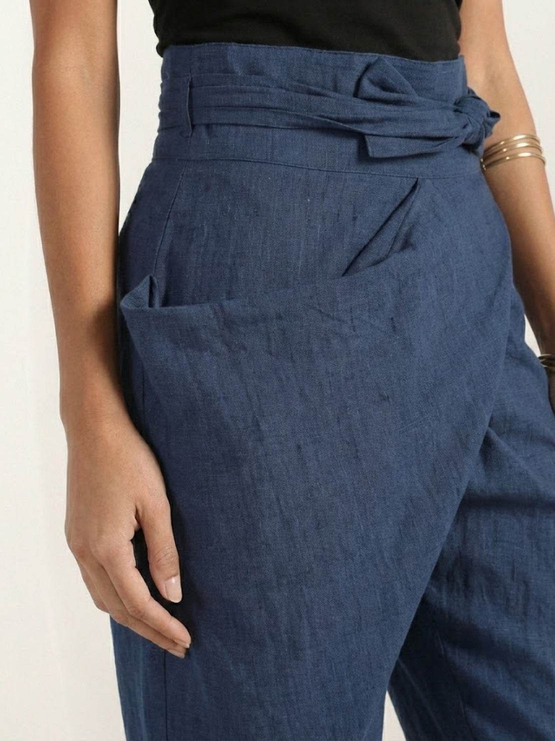 Atlas | Women's High-Waisted Cropped Tapered Pants with Wrap Front