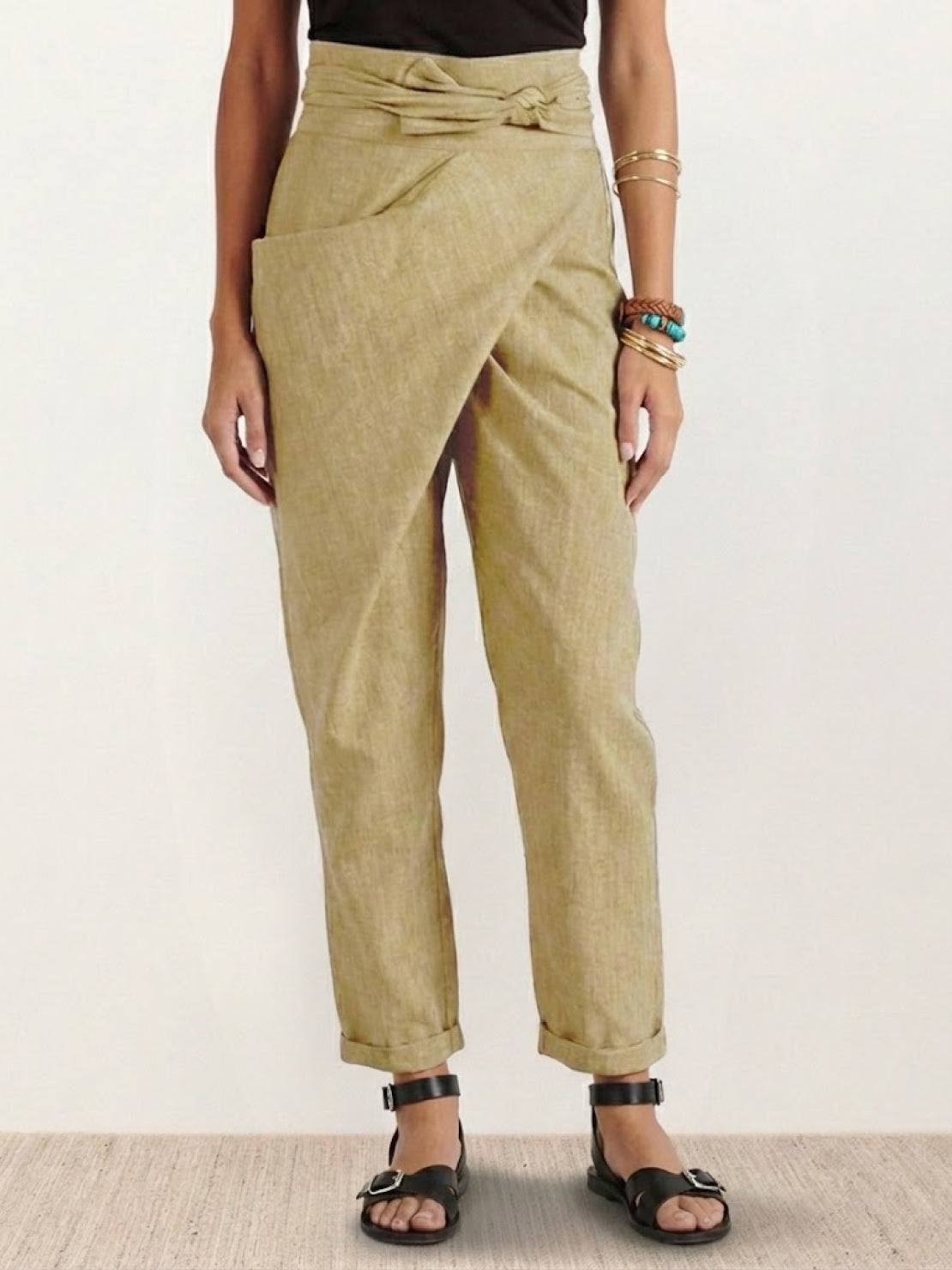 Atlas | Women's High-Waisted Cropped Tapered Pants with Wrap Front