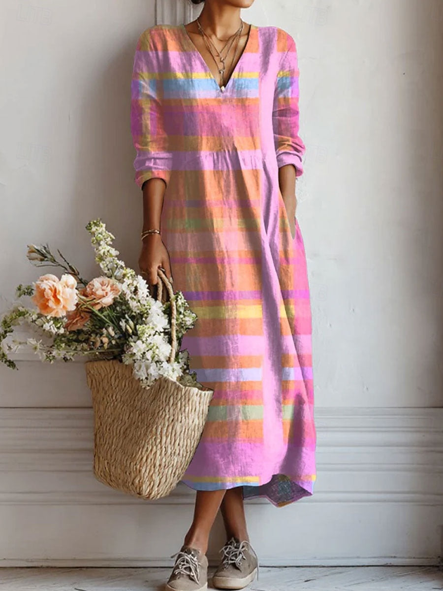 Women's Colorful Plaid Maxi Dress