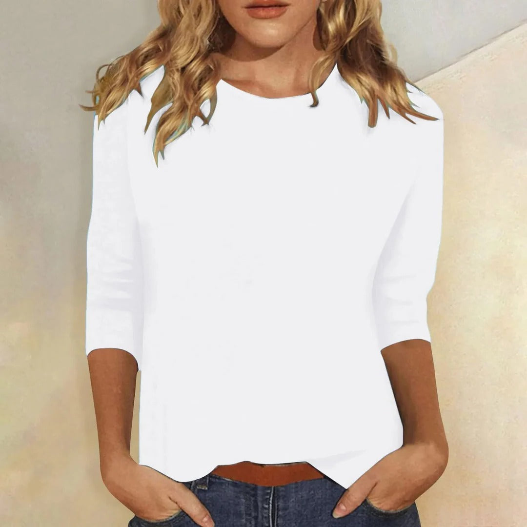Stella | Women's Casual Crew Neck Top with 3/4 Sleeves