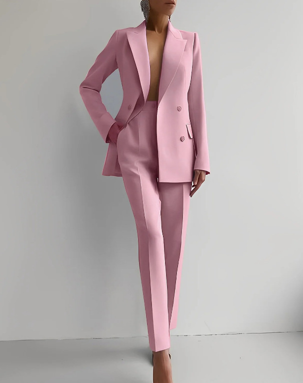 Scarlett | Women's Double-Breasted Blazer and Tailored Slim Pants Suit Set