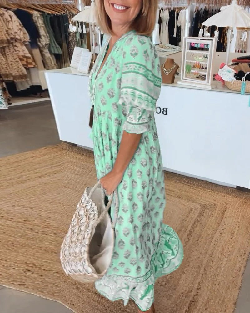 Audrey™ | Bohemian Midi Dress with Tassels