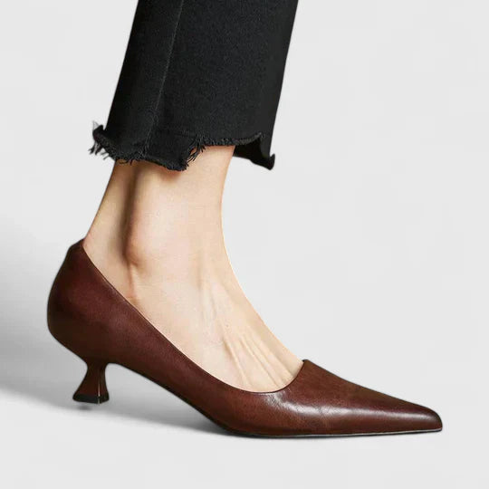 Vera | Burgundy Women's Slingback Kitten Heels with Pointed Toe