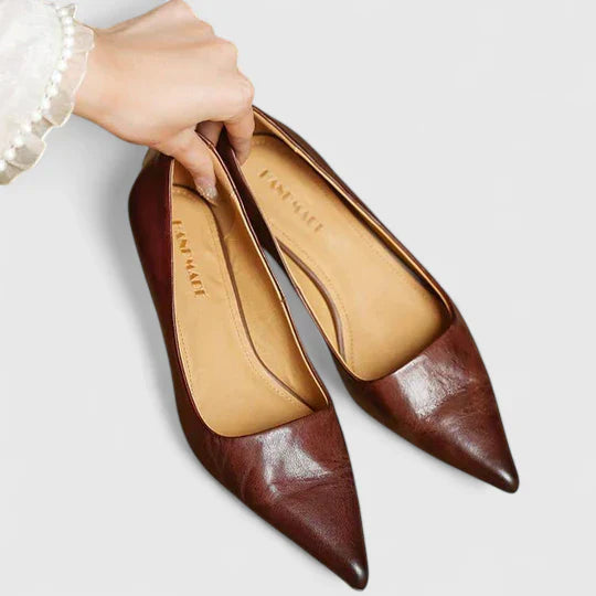 Vera | Burgundy Women's Slingback Kitten Heels with Pointed Toe