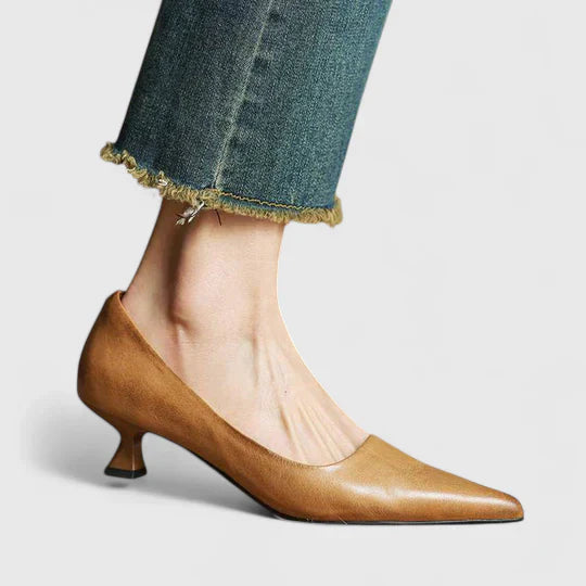 Vera | Burgundy Women's Slingback Kitten Heels with Pointed Toe