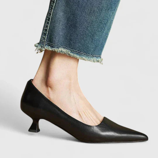 Vera | Burgundy Women's Slingback Kitten Heels with Pointed Toe