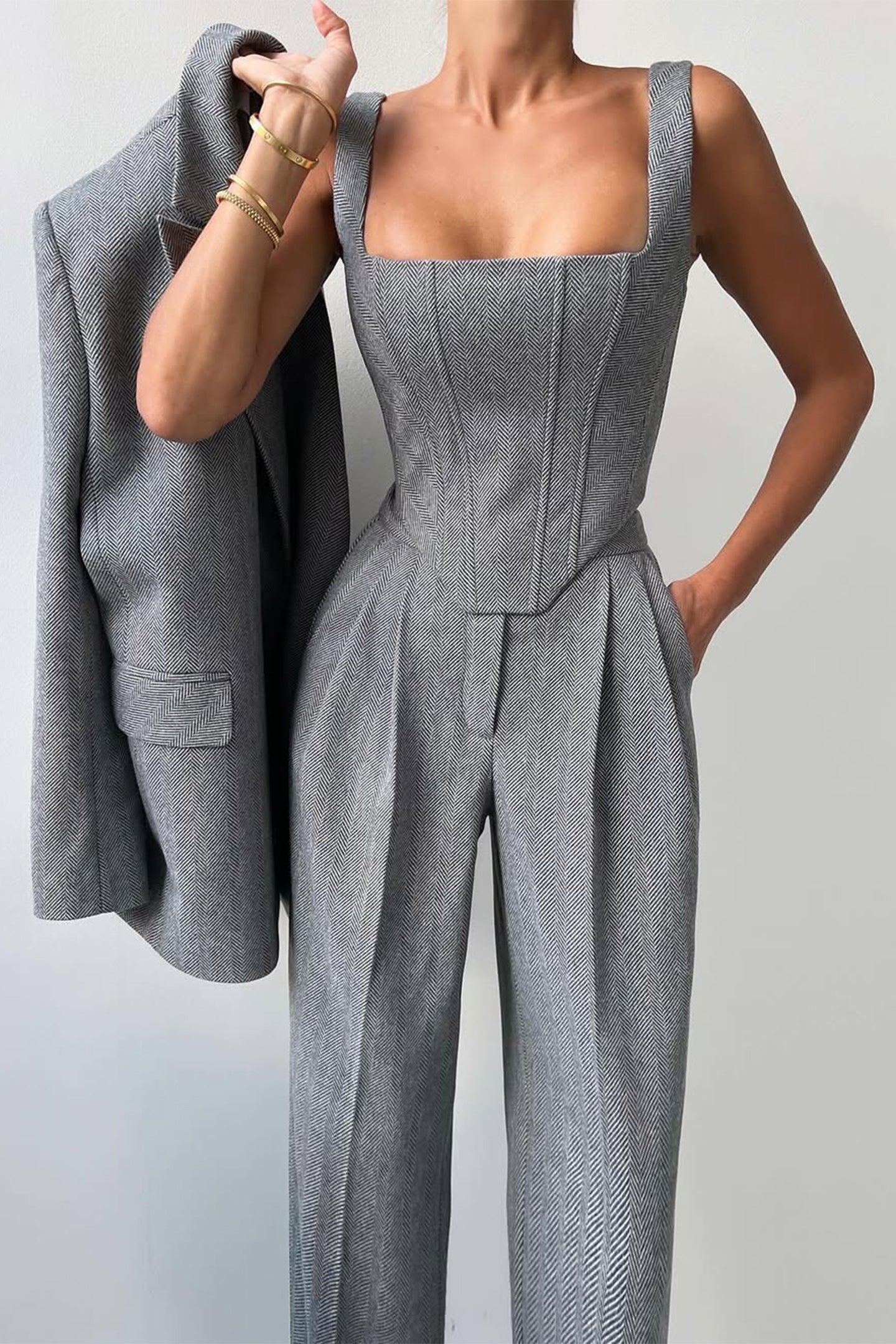 Imogen | Women's Three-Piece Herringbone Suit Set