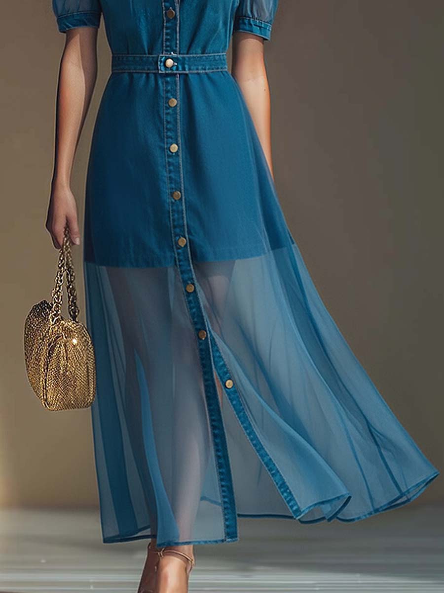 Isolde | Women's V-Neck Maxi Dress with Button Front