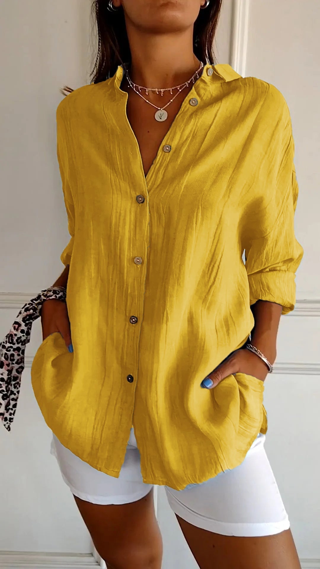 Azure | Oversized Long Sleeve Button-Down Shirt for Women