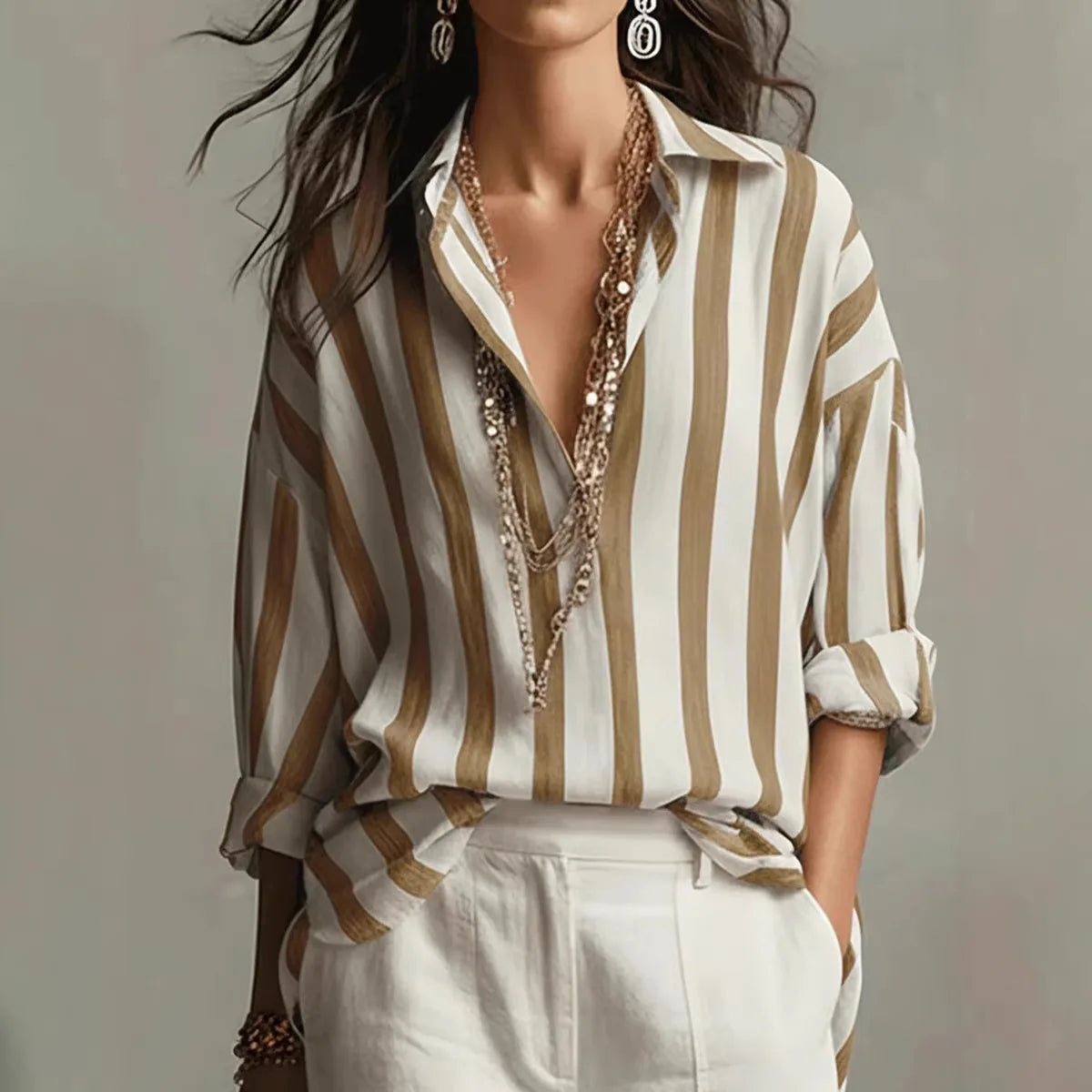 Juliette | Women's Long Sleeve Striped Button-Up Shirt