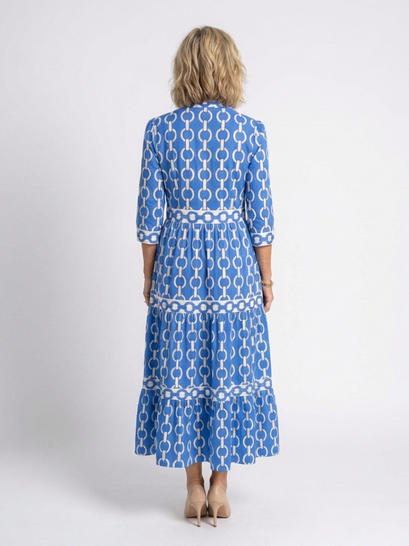 Keziah | Women's Midi Dress with Chain Print and 3/4 Sleeves